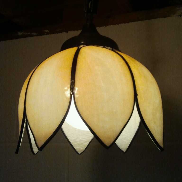 Vintage 60s 70s Tulip Lotus Flower Hanging Swag Lamp Light Acrylic