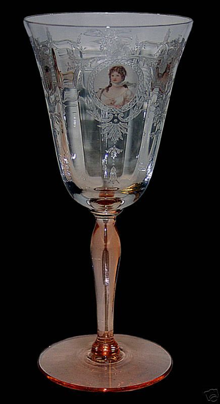 Morgantown RARE Queen Louise Water Goblet Pink Stem