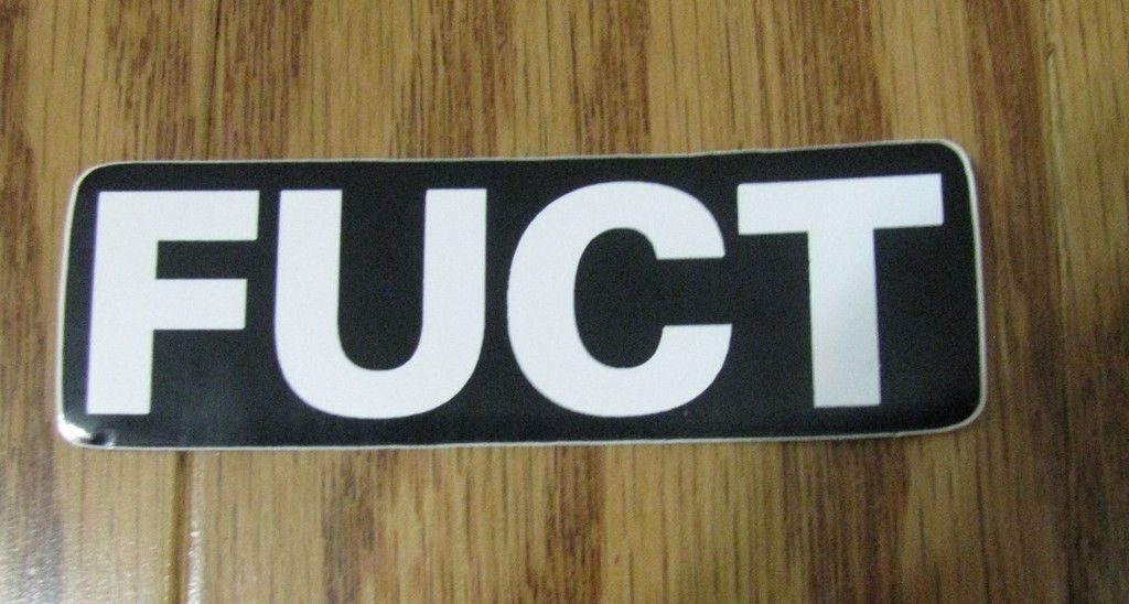 Vinyl helmet sticker decal FUCT hard hat biker construction friggin