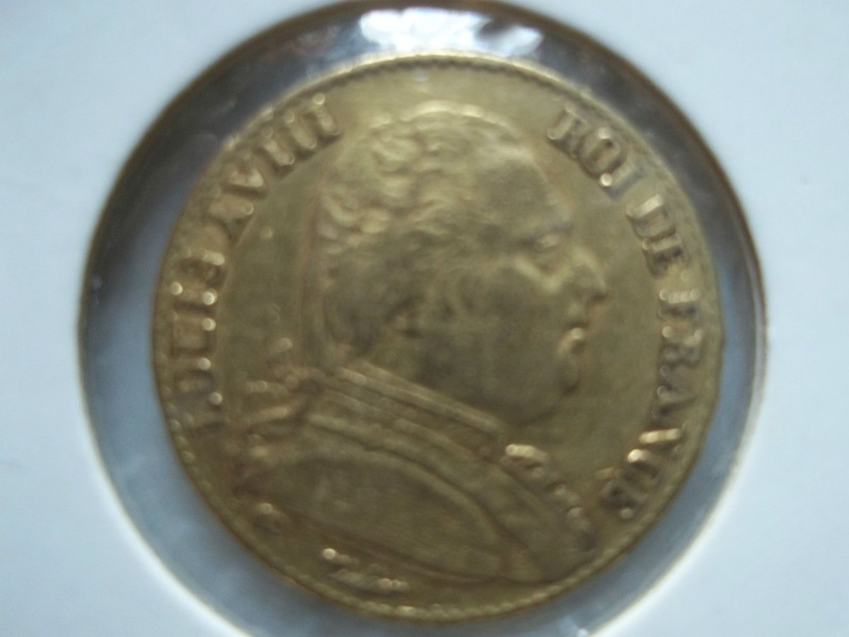 1814 A French Louis XVIII Gold 20 Franc Coin