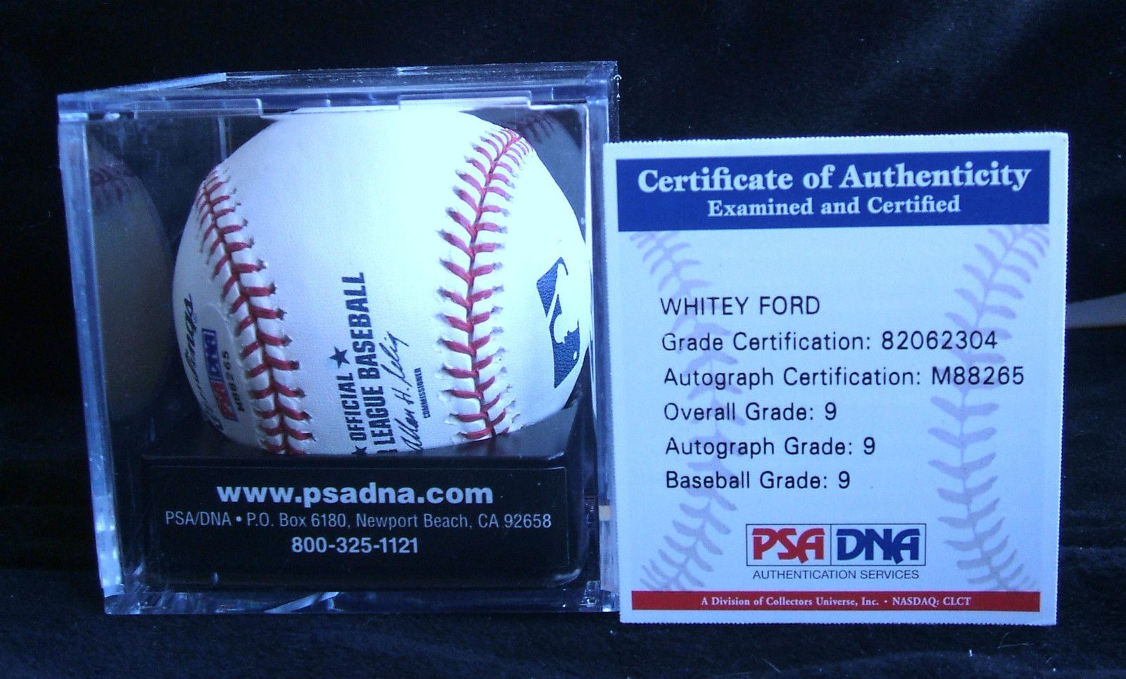 Whitey Ford Signed Baseball Autographed Ball PSA DNA Graded Mint 9 COA