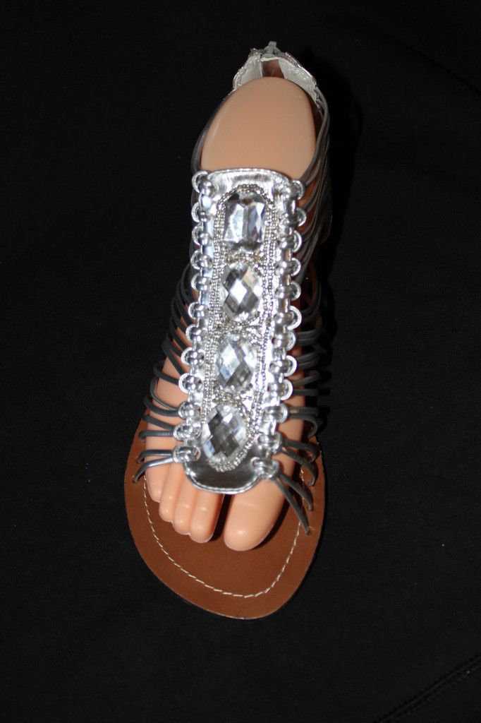 Silver Girl Gladiator Sandals Size 9 4