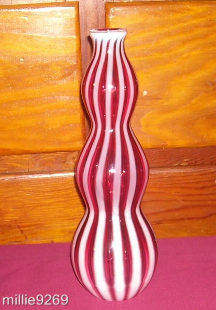 RARE Fenton New World Cranberry Opal Rib Optic Wine Decanter 1953 63