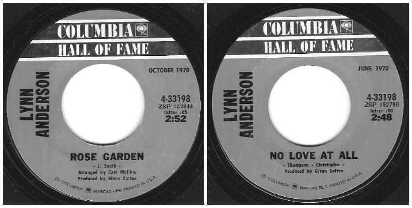Lynn Anderson Rose Garden Vinyl 45 Hall of Fame