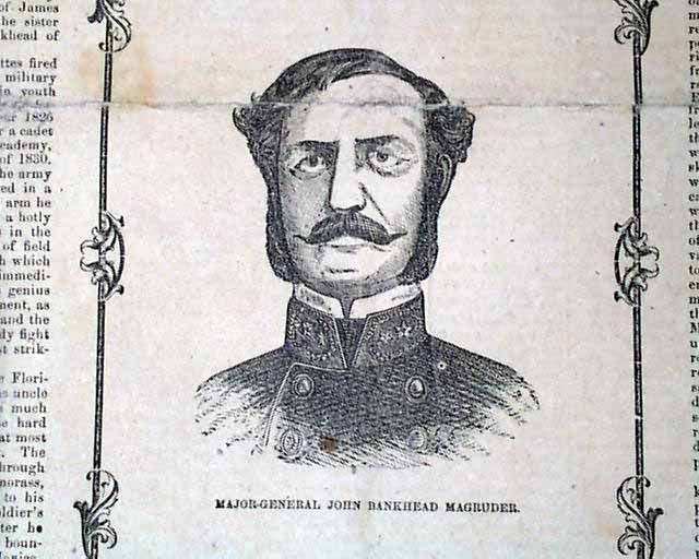 1862 Confederate Illustrated Newspaper General JOHN BANKHEAD MAGRUDER