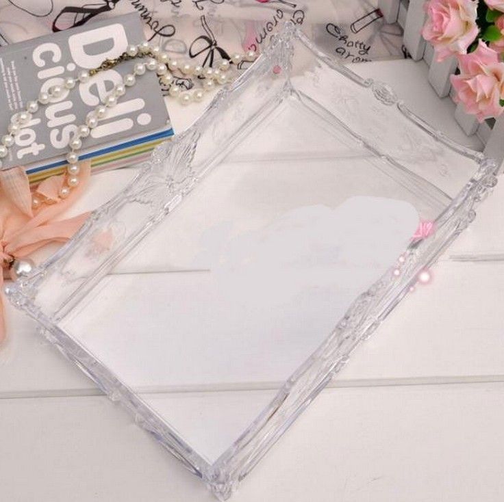 Beautiful Roses King Size Acrylic Cosmetic Box Crystal Jewelry Box