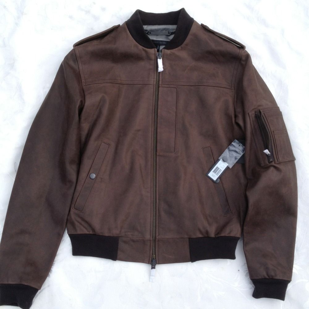 Marc Jacobs Brown Leather Aviator Jacket S