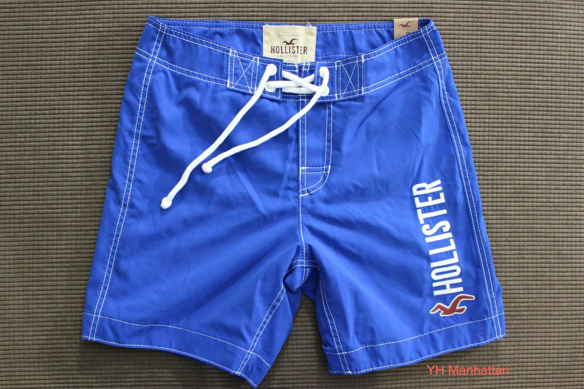 Hollister Men Blue Manhattan Beach Swim Board Shorts Swimwear