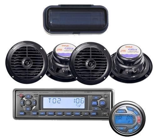 Brandx Marine Waterproof CD  USB Aux Am FM Radio 4 Pyle Speakers