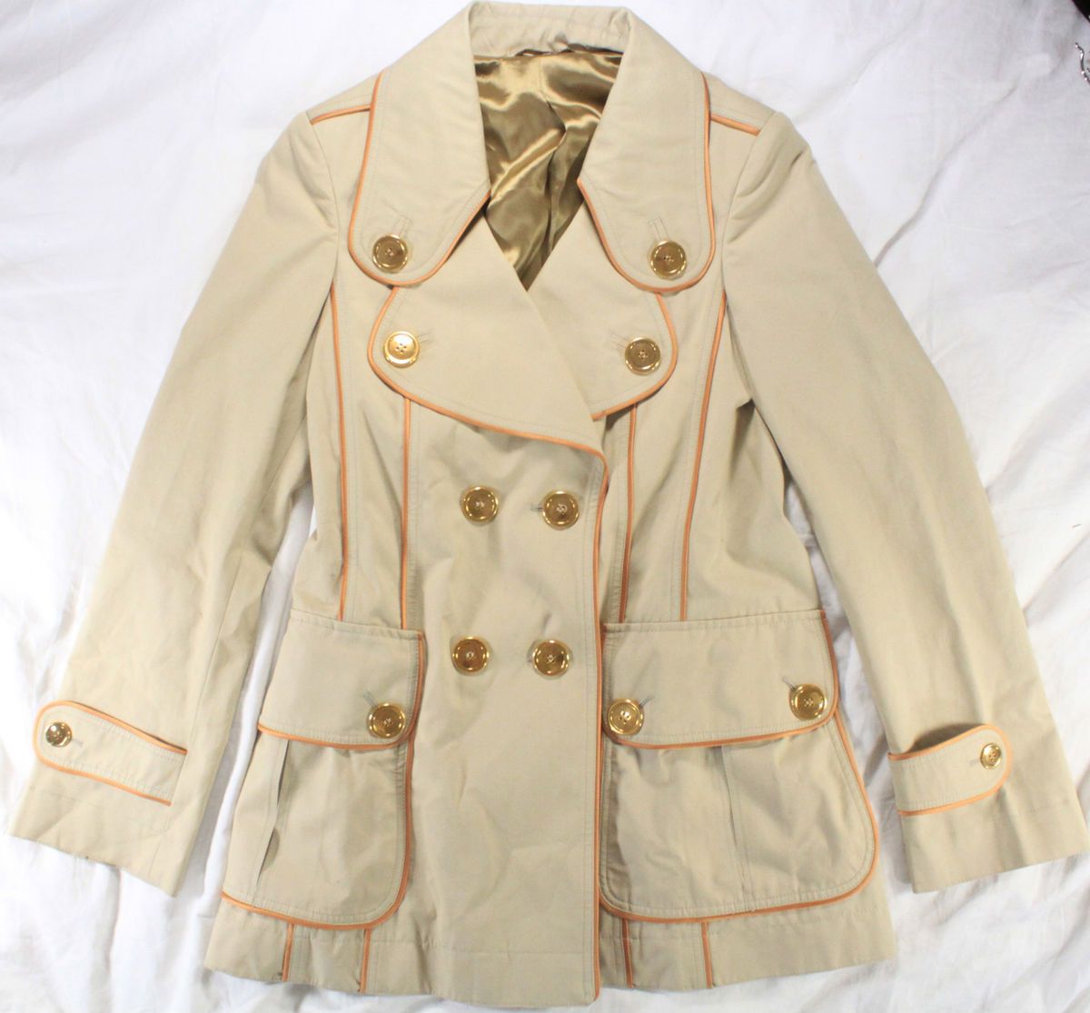 Downton Chic Burberry Look at Me Now Gold Button Jacket Coat 38