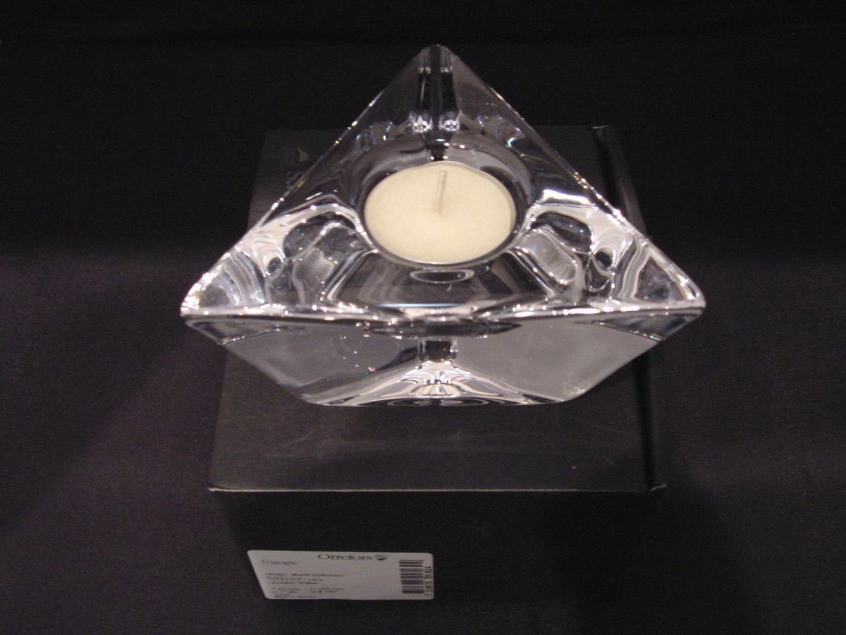 Orrefors Triangle Clear Crystal Votive by Martti Rytkonen