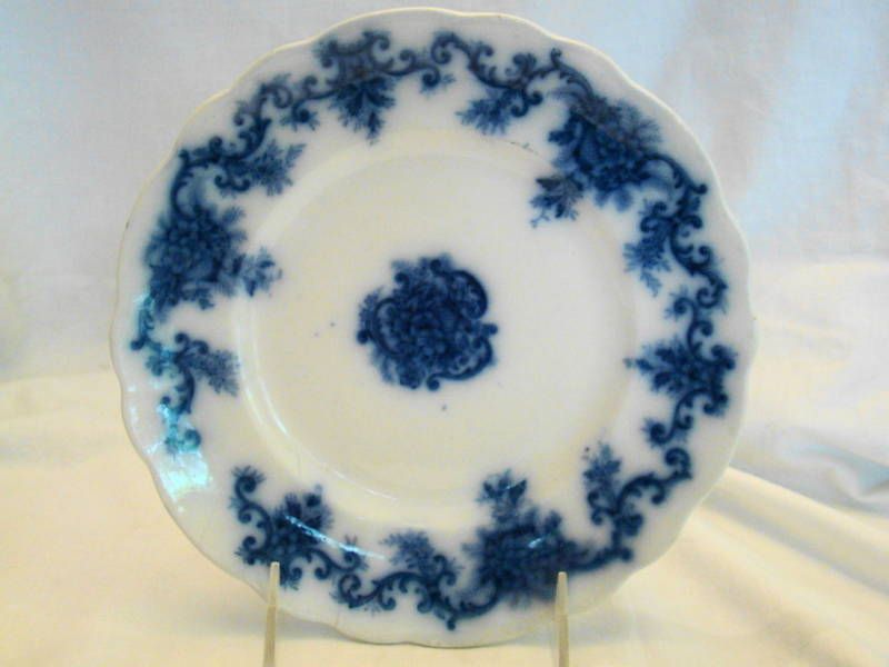Flow Blue Upper Hanley Pottery Martha Pattern Plate