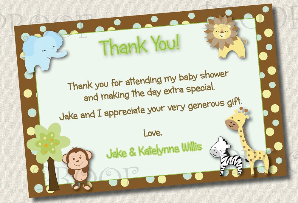 50 Thank You Cards $33 Jungle Baby Shower Birthday 5x7 4x6 Monkey
