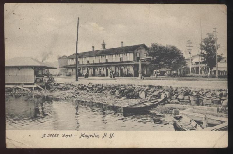 Postcard Mayville NY Railroad Depot Station 1906