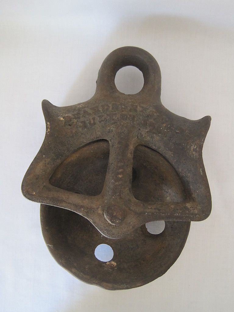 Antique Vintage Primitive Pully Pulley Metal Steel 4 1800S