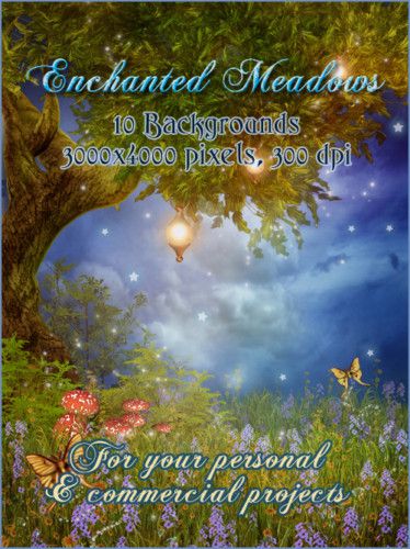 Enchanted Meadows Digital Fantasy Fairytale Backgrounds Backdrops