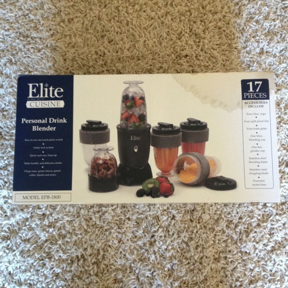 17 Piece Elite 300 Watt Maximatic Personal Drink Blender single serve