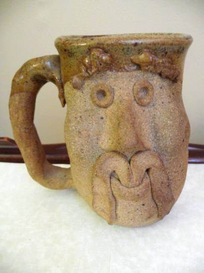 Pottery Face Mug Cup Man with Mustache