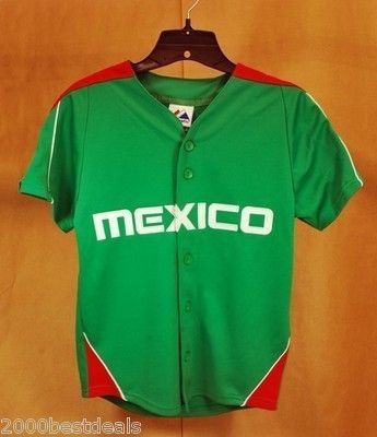 Majestic Mexico Team Baseball Jersey Junior Size Green Red White