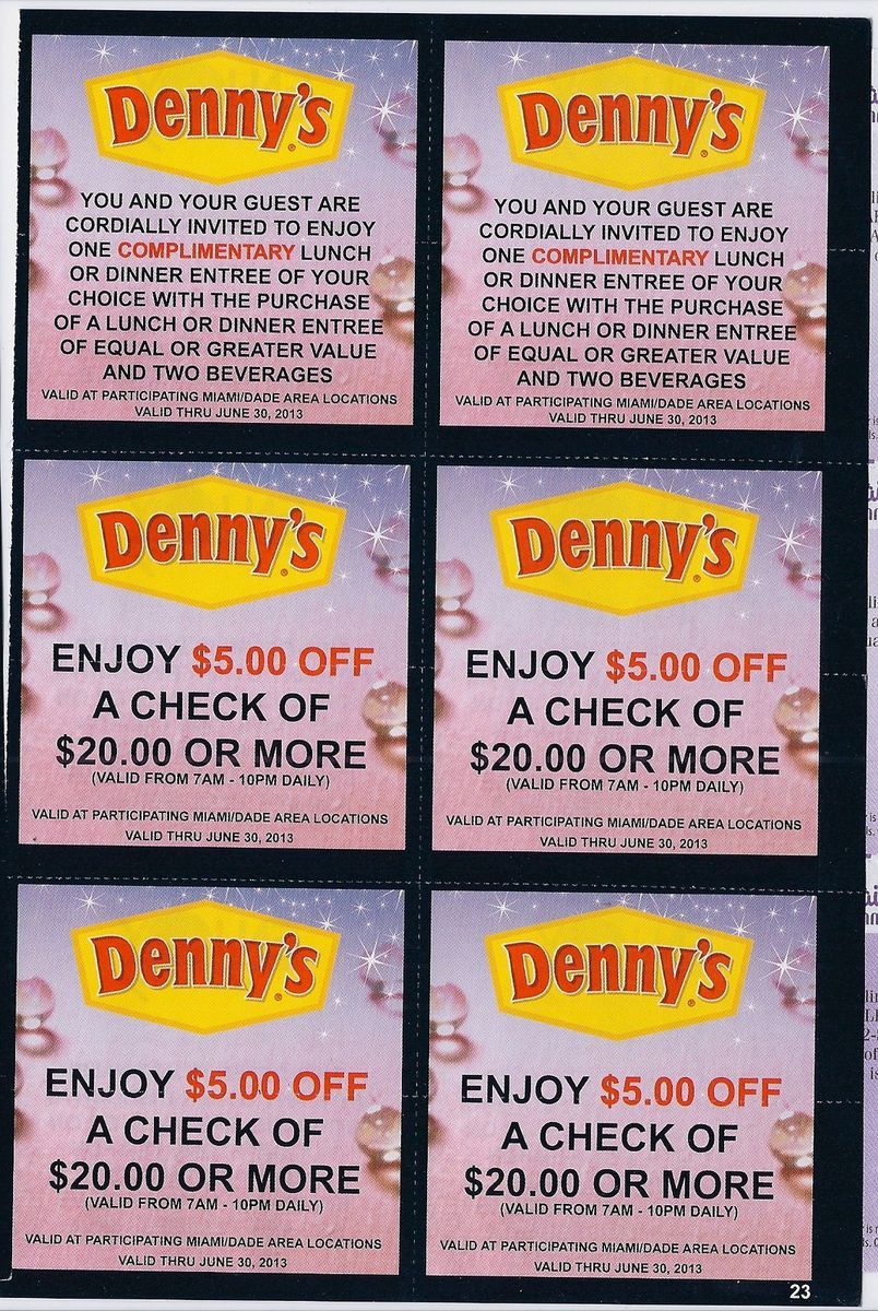 Dennys Miami FL Coupons