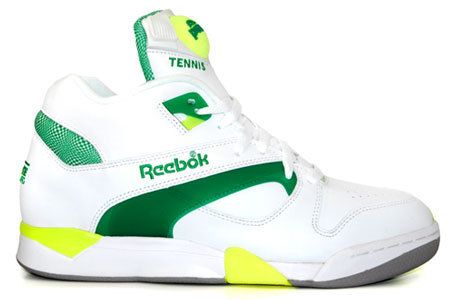 Mens Reebok Court Victory Pump Michael Chang White Green Citron