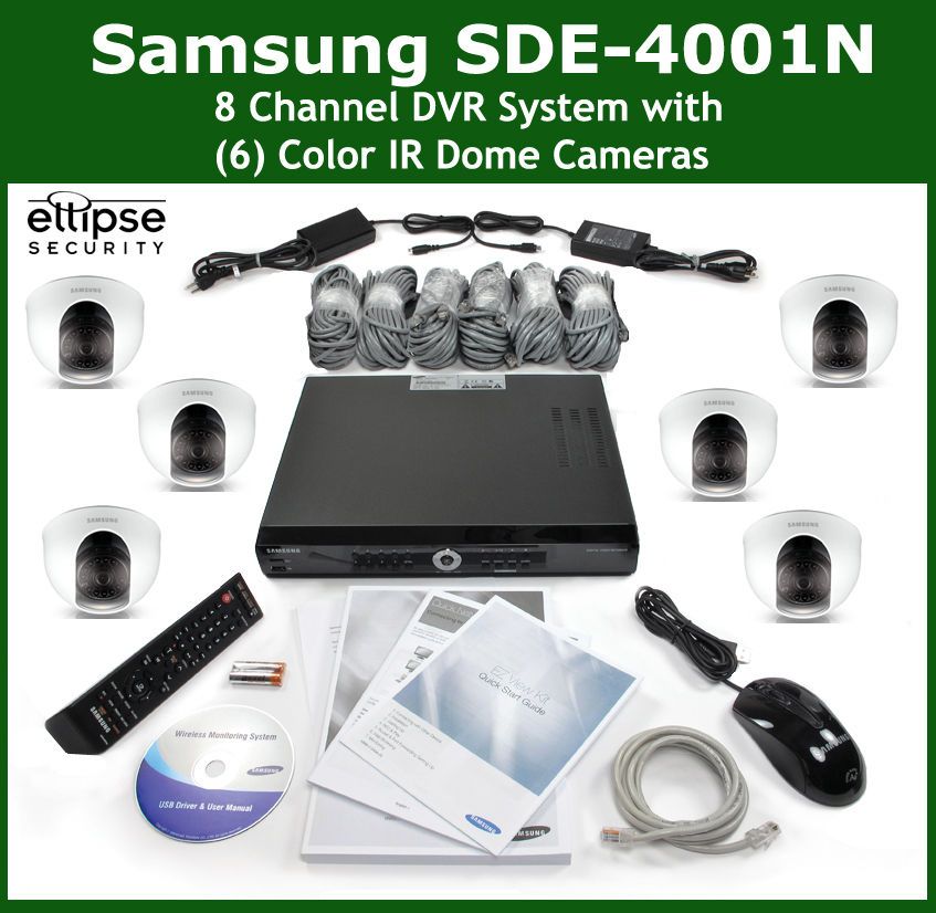  4001 8 Channel DVR Security System with 6 Dome Cameras, Night Vision