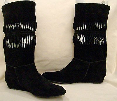 For All Mankind Womens Fashion   Mid Calf Boots,BlackSue de,Size