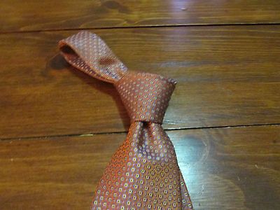 SAKS 5TH AVENUE TIE $95 MSRP ORANGE BLUE POLKA DOT WOVEN TIE 3.25