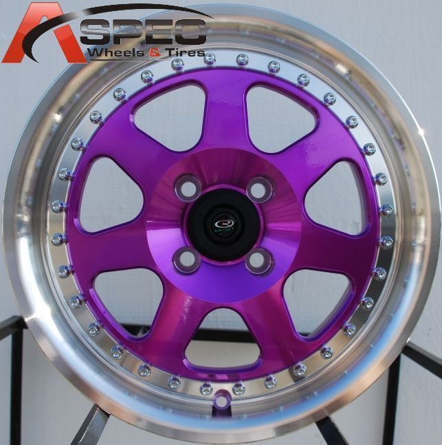 16X7 ROTA J MAG WHEELS 4X100 PURPLE RIMS ET40MM FITS 4 LUG HONDA FIT