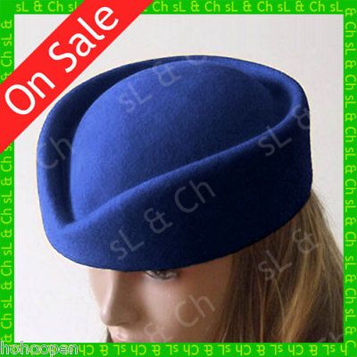 Stewardess Air Hostesses 100% Wool Vintage Pillbox Hat