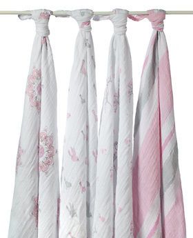NWT Aden & Anais 4 Pack For the Birds Muslin Cotton Baby Wraps Swaddle