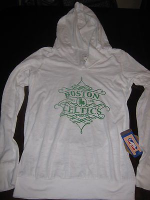 BOSTON CELTICS 1946 LONG SLEEVE BURN OUT HOODIE WOMENS MEDIUM NBA