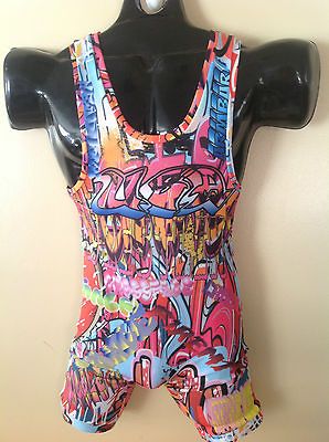 NEW WRESTLING GRAFFITI SINGLET SIZE SMALL 55   75 LBS READY TO