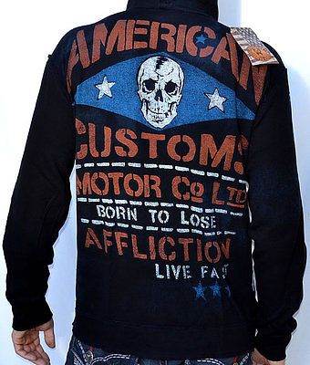 Affliction FADED IRON Mens Reversible Zip Hoodie   Sweatshirt A5492