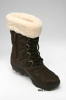 UGG Newberry Adirondack Women Brown Waterproof Sheepskin Boot 9 US NEW