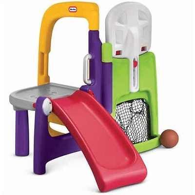 Childrens Fold Away Playground w/Climbing Wall, Slide,Basketball hoop