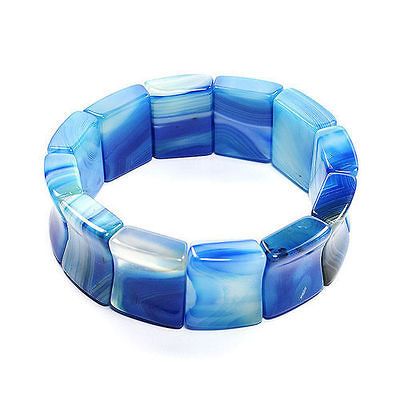 Natural Blue Botswana Agate 7 Bracelet Band Ladies Handmade Gemstone