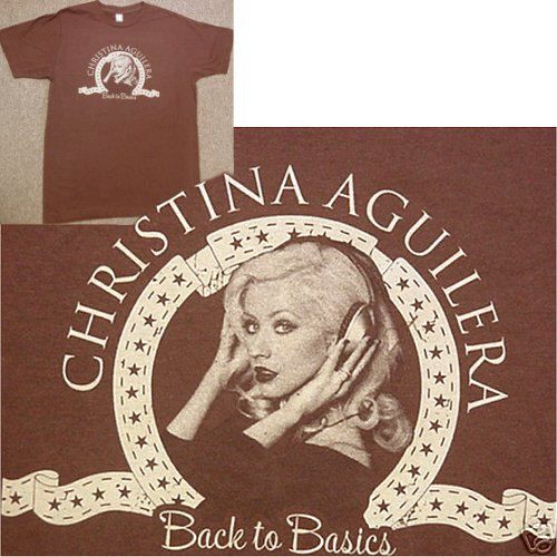 CHRISTINA AGUILERA 07 HEADPHONES PIC BRWN T SHIRT MEDIUM NEW