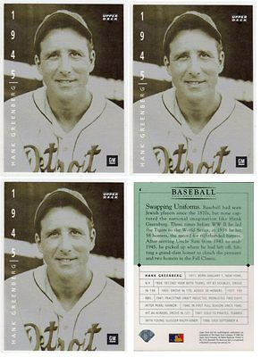 LOT OF 8 1994 Upper Deck GM Test Drive card #4 Hank Greenberg MINT