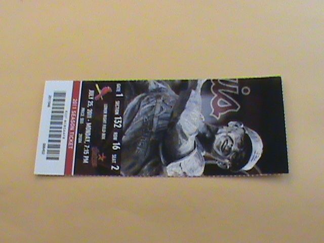 25 2011 Cardinals Astros Ticket   Yadier Molina HR Kyle McClellan W