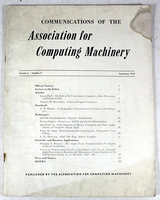 EARLY COMPUTING Communications of the Association for Computing