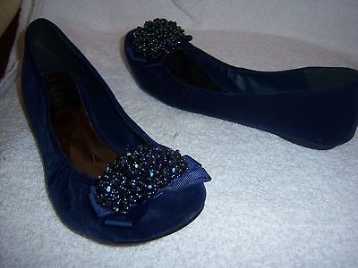 ALDO WOMENS 7.5 SHOES 38 COBALT BLUE VELVET BALLET FLATS SLIPONS