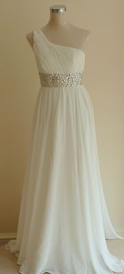 Strapless Grecian Style Chiffon Wedding Dress Size 2 4 6 8 10 12  14