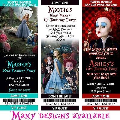 Alice in Wonderland Birthday Party Invitations Favors