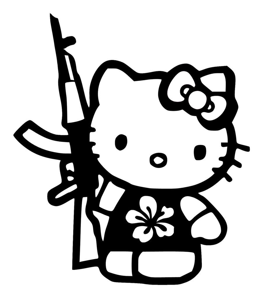 Hello Kitty AK47 gun decal sticker Hibiscus or original flowwe AVA on ...