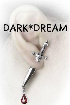 Gothic SWORD / DAGGER THROUGH EAR Alchemy Punk EMO Earring ~ Red