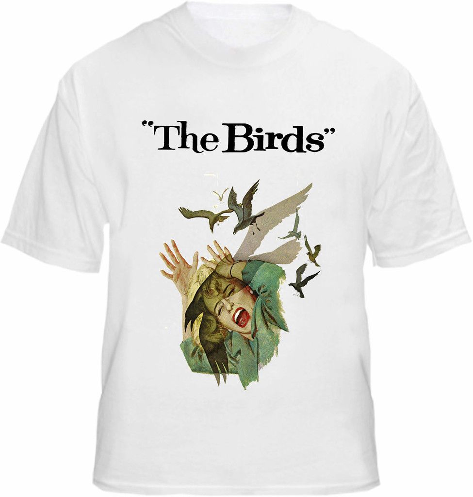 The Birds T shirt Retro Hitchcock Film Movie Poster Tee