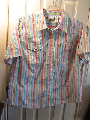 1X Blouse,Top, Alfred Dunner, New, Cotton Blend, Aqua, Pink, Peach