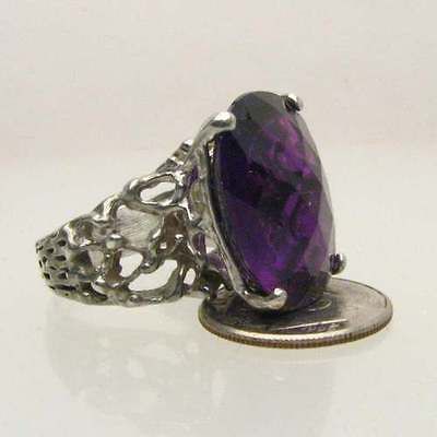 New Checkerboard Cut Siberian Amethyst Sterling Silver Ring