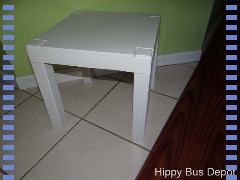 Mid Century Modern White Plastic Cube Parsons Table Vintage